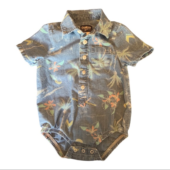 **SOLD** Osh Kosh Boys 12 Month Button Front Romper Bundle 100% Cotton - Picture 2 of 9